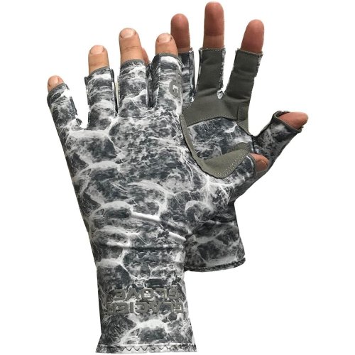Gray Water Camo Fingerless Sun Gloves