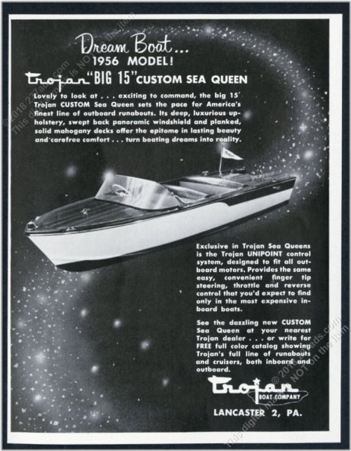 Vintage Sea Queen Boat Print - 1956 Trojan Big 15