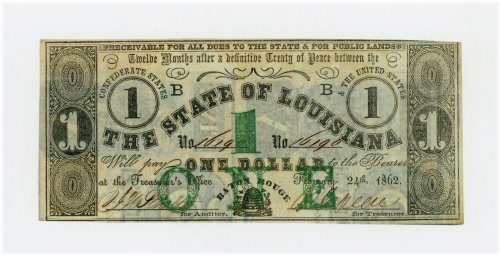 Louisiana Civil War Era $1 Note
