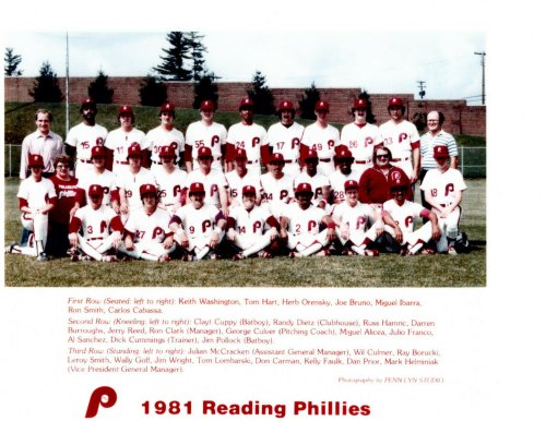 Baseball Memories: 1981 Reading Phillies Team Photo featuring Julio Franco