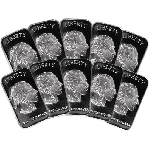 Buffalo Silver Collection: Sealed Lot of 10, 1 Troy oz Bars