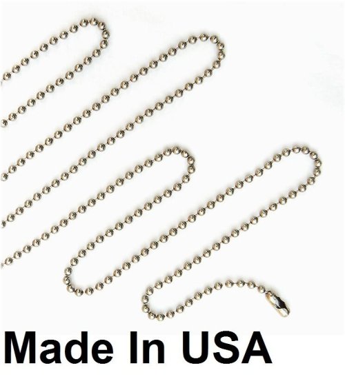 100 Nickel Plated Ballchain Necklaces - USA Made 24" 2.4mm