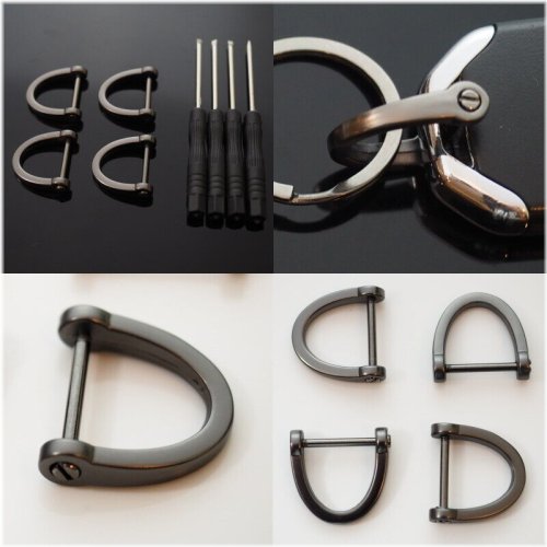 Gunmetal D-Ring Keychain Set