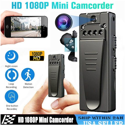 NightWatch 1080P HD Mini Camcorder with 180° Video and IR Night Vision