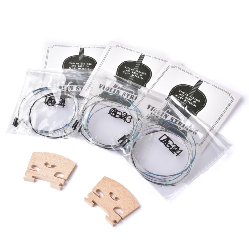 Violin Bridge and String Set Pack