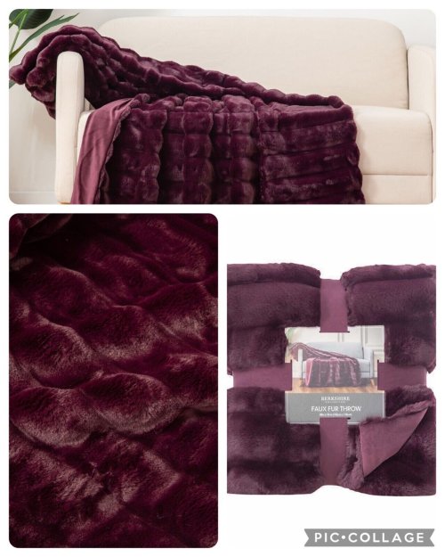 Plush Purple Reversible Faux Fur Blanket