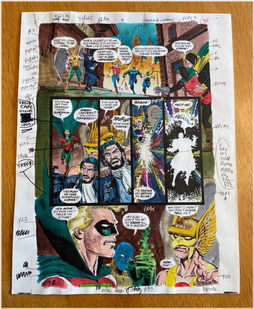 Zero Hour #4 Color Guide Art Featuring JSA, Flash, Lantern, and Vandal Savage (1994)