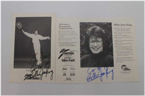 Billie Jean King Signed Tennis Memorabilia Collection