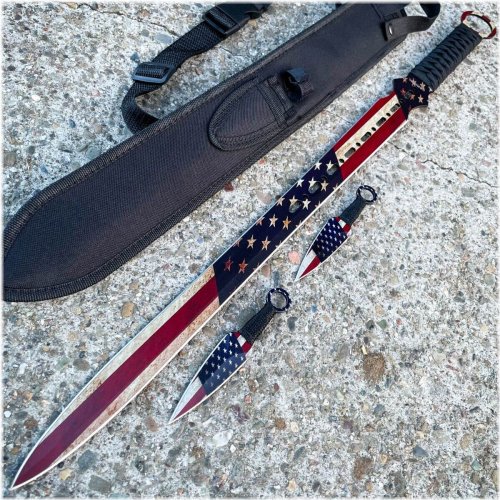 Patriot's Edge Machete and Throwing Knife Set