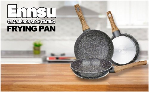 Grey Ceramic Granite Nonstick Frying Pan Trio