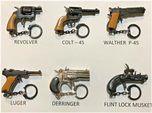 Retro Miniature Cap Gun Keychain Set