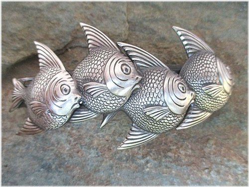 Silver Plated French Clip Hair Barrette - 80mm Clip by 4 Fishes