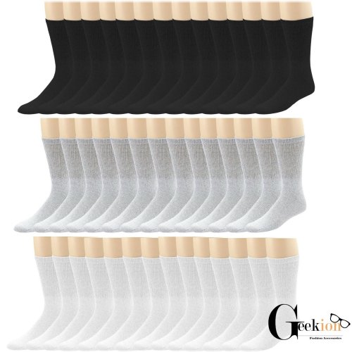 Cotton Crew Socks Set for Men - Pack of 3-12 Pairs in Various Sizes and Colors