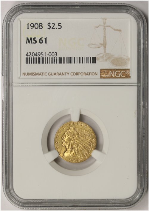 Golden Indian Head MS 61 NGC