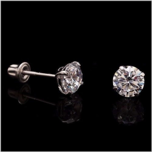 Sparkling White Gold Stud Earrings