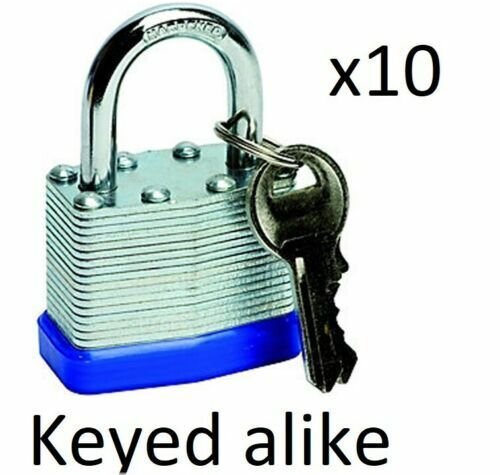 KeyMaster 10-Pack Laminated Padlocks (40mm, Keyed Alike)