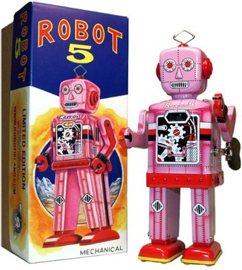 Senkei Pink Wind-Up Tin Toy Robot