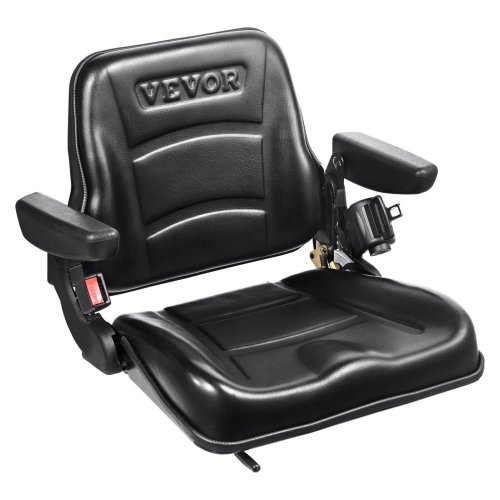 Universal Forklift Seat with Adjustable Back, Seatbelt, and Armrests