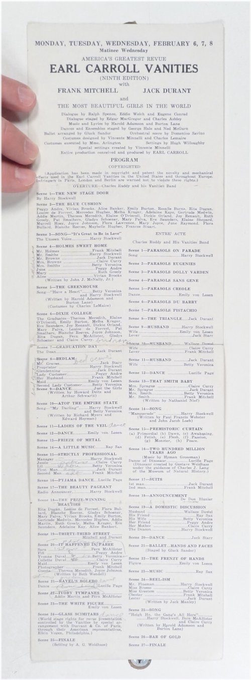 Vintage Earl Carroll Vanities Program - 9th Edition