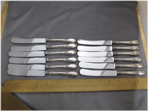 German Silver Fruit & Dessert Knife Set by S&D Lowenthal