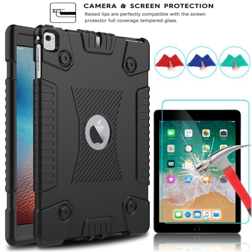 Shockproof Soft Case and Tempered Glass Set for iPad 5th/6th Generation 9.7