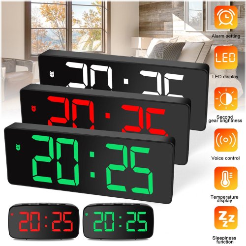 Mirror LED Clock with Temperature Display and USB Charging