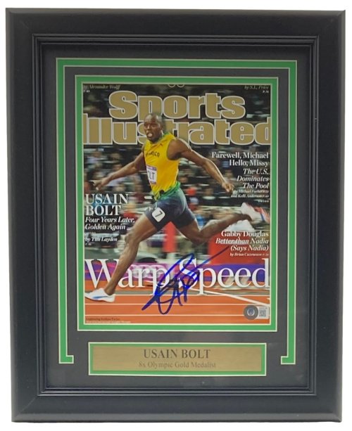 Golden Moments: Usain Bolt Autographed Olympic Track Legend Photo