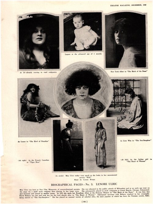 Vintage Lenore Ulric Theatre Photo Collection
