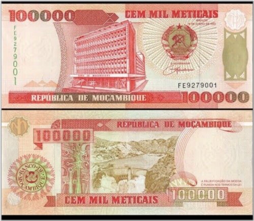 Mozambique 100000 Meticais, 1993, P-139, UNC