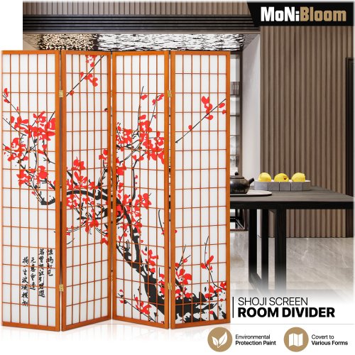 Plum Blossom Wooden Privacy Screen