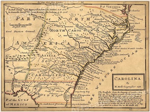 Carolina 1732 Historic Map - 18x24