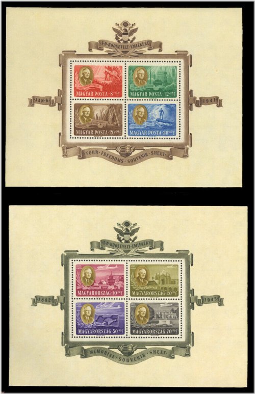 Hungary Roosevelt Commemorative Stamp Set