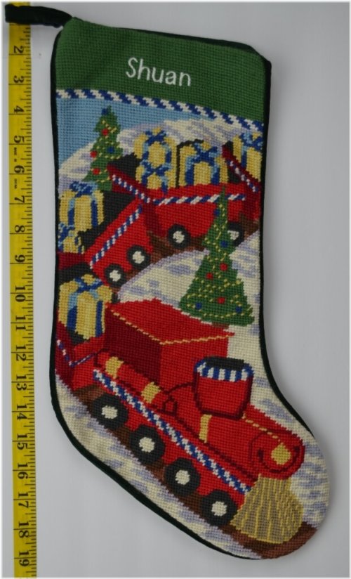 Cozy Cabin Needlepoint Christmas Stocking
