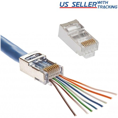 Shielded Pass Through Connectors for CAT6 Networking Cables