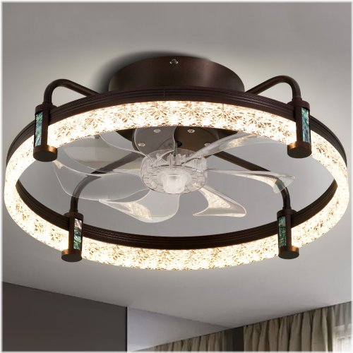 BreezeMate Remote Control Ceiling Fan with Low Profile Chandelier Light