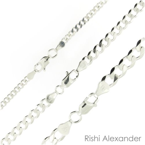 Silver Curb Chain Necklace - Italian Craftsmanship, Various Sizes Available