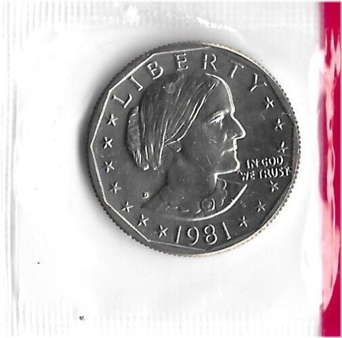 Mint-Condition Susan B. Anthony Dollar (1981) in Protective Cellophane