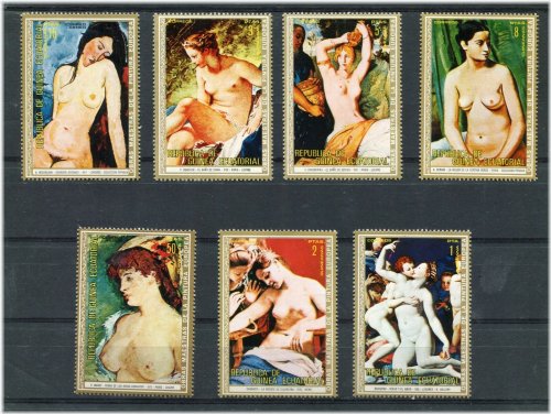 Equatorial Guinea European Art Nudes Stamp Collection