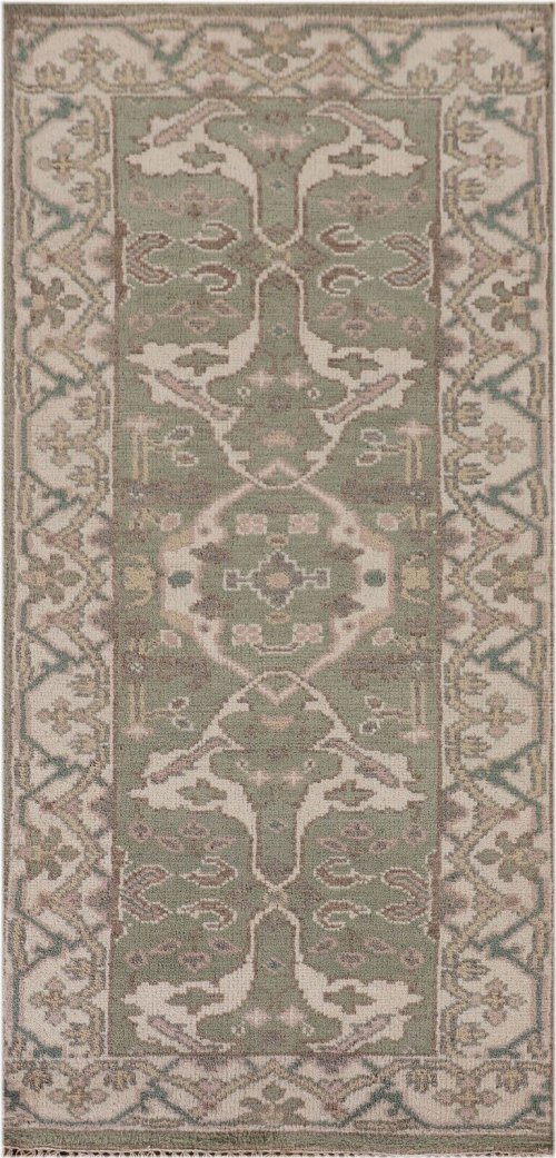 Floral Oushak Wool Hand-Knotted Rug