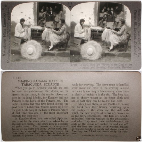 Panama Hat Weaving in Ecuador - Keystone Stereoview Set