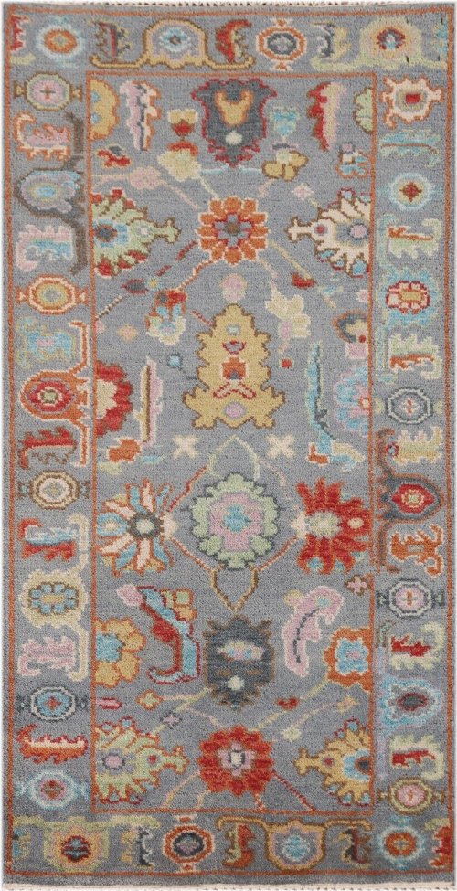 Gray Petal Handwoven Wool Rug