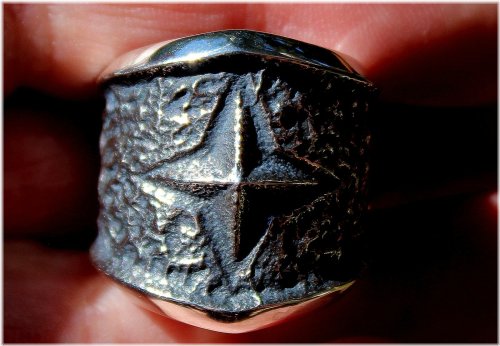 Navajo Star Tufa Cast Silver Ring
