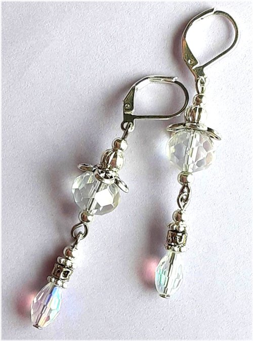 Crystal Lava Rock Dangle Earrings