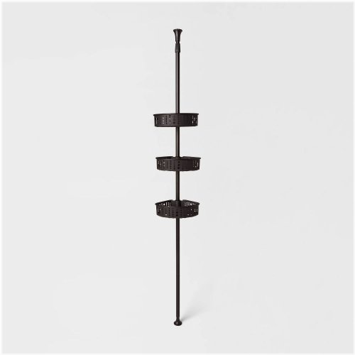 Matte Black Steel Corner Tension Pole Organizer