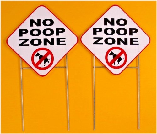 Diamond Poop-Free Zone Signs with Stakes