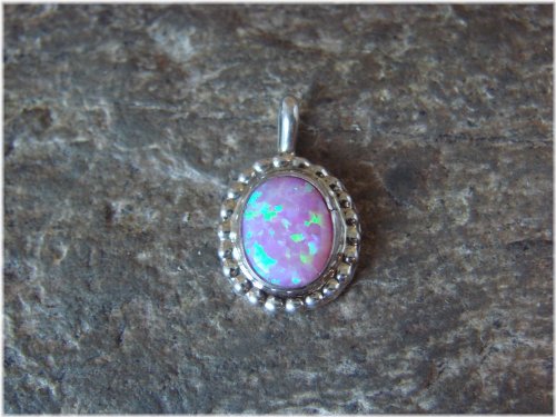 Navajo Pink Opal Sterling Silver Pendant by Mariano