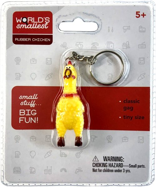 Miniature Rubber Chicken Keychain