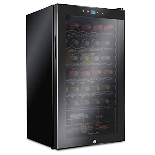 Ivation Lockable Wine Cooler - 34 Bottle Capacity, Black
