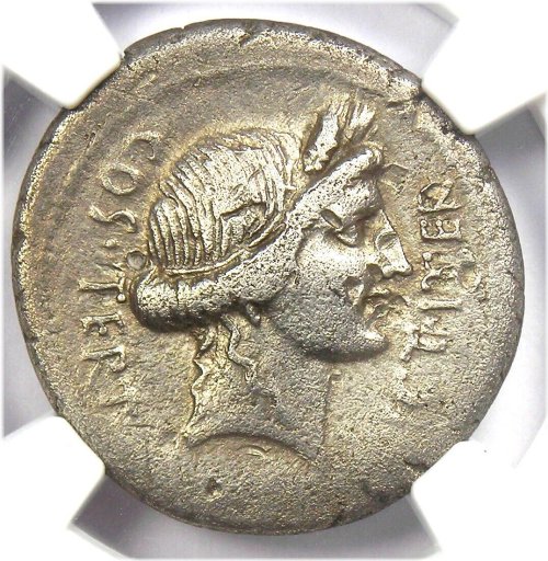 Julius Caesar Silver Denarius Coin - Certified NGC VF