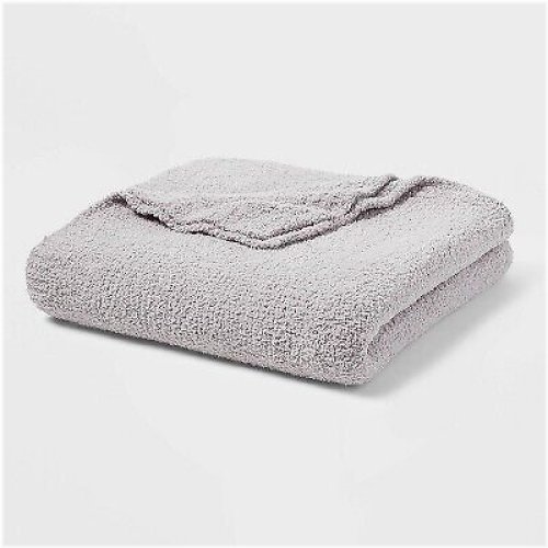 Cozy Cloud Gray Chenille Bed Blanket